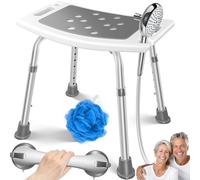 Kesser® - Tabouret de douche réglable en hauteur | Tabouret de bain léger avec pieds en caoutchouc antidérapants, capacité de charge 136 kg | Aide à la douche pour seniors | Poignée avec ventouse et