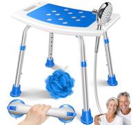 KESSER® Tabouret de douche réglable en hauteur | Tabouret de bain léger avec pieds en caoutchouc antidérapants, capacité de charge 136 kg | Aide à la douche pour seniors | Poignée de baignoire avec