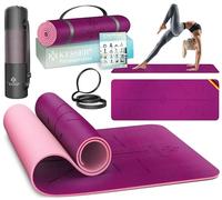 KESSER® Tapis de gymnastique avec sangle antidérapante TPE Tapis de yoga rembourré et antidérapant Tapis de fitness, 183 x 61 Tapis d'entraînement pour le fitness Tapis de sport, Pilates, mauve