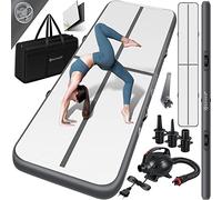 KESSER® Tapis de Gymnastique | Tapis de Fitness Gonflable Airtrack | Tapis de Gymnastique 3/4/5/6 m | Sac de Transport et Batterie électrique fournis Pompe à air, Anthracite, 600 x 100 x 10 cm