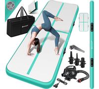 KESSER® Tapis de Gymnastique | Tapis de Fitness Gonflable Airtrack | Tapis de Gymnastique 3/4/5/6 m | Sac de Transport et Batterie électrique (Vert menthe, 200 x 100 x 10 cm)