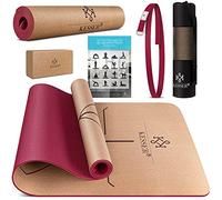 KESSER® Tapis de Yoga en Liège, Sac de Transport et Bloc de Yoga Inclus - Tapis de Gymnastique et d'Entraînement pour le Fitness