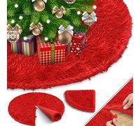KESSER® Tapis pour Sapin de Noël Tapis pour Sapin de Noël en Fourrure synthétique Ø 90cm, Tapis Rond en Feutre Peluche pour Neige Sapin de Noël Décorations