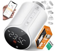 KESSER® Thermostat de Radiateur - 1 Set | Thermostat de Chauffage WLAN avec Commande App Smart Home | Alexa, Google Assistant avec 6 Vannes de Radiateur - Rond/Blanc