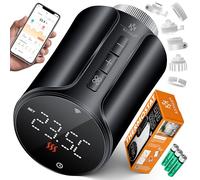 KESSER® Thermostat de Radiateur - 2 Set | Thermostat de Chauffage WLAN avec Commande App Smart Home | Thermostat Alexa, Google Assistant avec 6 Vannes de Radiateur - Rond/Noir