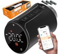KESSER® Thermostat de Radiateur WLAN - 1 Set | Commande App Smart Home | Alexa, Google Assistant avec 6 Vannes - Rond/Noir