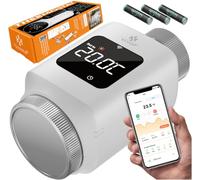 KESSER® Thermostat de Radiateur WLAN - Set avec Commande App Smart Home | Compatible Alexa, Google Assistant | 6 Vannes de Radiateur - Angle/Blanc