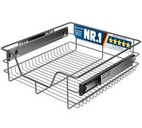 KESSER® Tiroir télescopique de 50 cm de large, en acier inoxydable chromé, insert de tiroir pour armoires de cuisine, paniers, étagères d'armoire, anthracite