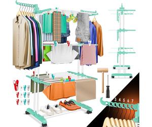 KESSER® Tour de séchage avec Roues - Séchoir à Linge Compact pour l'intérieur et l'extérieur - 4 étages, 2 Ailes latérales pivotantes et 6 Niveaux Pliables - Séchoir à Linge sur Pied Pliable.