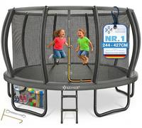 KESSER® Trampoline d'extérieur Ø 244/305/366/427 cm, certifié GS, trampoline de jardin pour enfants et adultes < 150 kg avec filet de sécurité, sac inclus, échelle, housse de bord et barres de filet