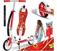 KESSER® Trottinette enfant et adulte jusqu'à 100kg | Trottinette Pliable Adolescents ABEC-9 | 205mm XXL Roues Rouge