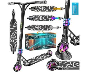 KESSER® Trougetinette de Freestyle GT-Limit 360Ḟ Direction trougetinette Funscooter Trougetinette de Freestyle avec béquille ABEC 9 roulements à Billes, Roues en PU 110 mm, Noir/Arc en Ciel