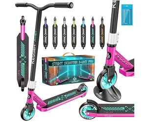 KESSER® Trougetinette de Freestyle X-Limit-Pro 360Ḟ Direction trougetinette Funscooter trougetinette de Freestyle avec béquille ABEC 9 roulements à Billes, Roues en PU 110 mm, Rose/Turquoise