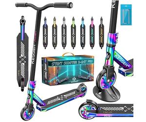 KESSER® Trougetinette de Freestyle X-Limit-Pro 360Ḟ Direction trougetinette Funscooter trougetinette de Freestyle avec béquille ABEC 9 roulements à Billes, Roues en PU 110 mm, Arc en Ciel