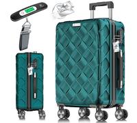 KESSER Valise de voyage - Bagage à main - Rigide - En ABS - Avec serrure à combinaison, pèse-bagage et portefeuille de voyage à roulettes à 360° - Valise à roulettes pour affaires et voyage, Bleu