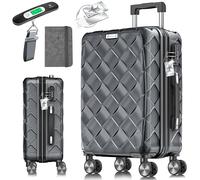 KESSER® Valise de voyage - Bagage à main - Rigide en ABS - Avec serrure à combinaison, pèse-bagage et portefeuille de voyage à roulettes à 360° - Valise à roulettes pour affaires et voyage - Avec