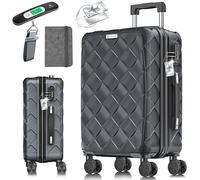 KESSER® Valise de voyage - Bagage à main - Rigide en ABS - Avec serrure à combinaison, pèse-bagage et portefeuille de voyage à roulettes à 360° - Valise à roulettes pour affaires et voyage - Avec