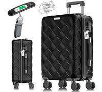 KESSER Valise de voyage - Bagage à main - Rigide - En ABS - Avec serrure à combinaison, pèse-bagage et portefeuille de voyage à roulettes à 360° - Valise à roulettes pour affaires et voyage, Noir