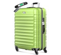 KESSER Valise de voyage rigide avec pèse-bagage + étiquette à bagages | Valise à roulettes Valise à roulettes Valise à combinaison 4 roulettes ABS rigide Poignée télescopique, vert clair, 75cm - 120L