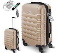 Kesser® Valise rigide de voyage, avec balance à bagages + étiquette de bagage, valise à roulettes, serrure à combinaison, 4 roues, plastique ABS, poignée télescopique, Champagne, Equipaje de mano 55cm