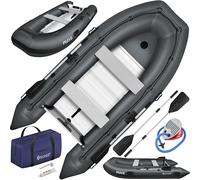KESSER Wave - Bateau pneumatique 3,20 m pour 4 personnes - Moteur Wave - Convient pour les loisirs, le paddle, la pêche - Avec 2 bancs, kit de réparation et sac gonflable en PVC (anthracite)