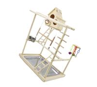 kesurpae Aire de Jeux en Bois à Trois Niveaux avec Accessoires d'escalade, offrant Un Exercice interactif adapté pour aux Petites espèces d'oiseaux. Support pour Oiseaux, Jouet