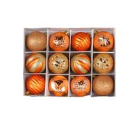 kesurpae Boules d'arbre de noël Scintillantes avec Chapeau et Crochets de Corde, décoration de Vacances Plus Facile, Pendentif Boule d'arbre de noël en ABS Mat, Modèle Orange