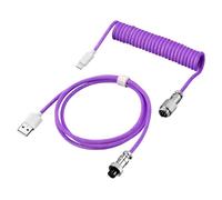 kesurpae Câble de données à Ressort avec Interface Type-c largement Compatible Clavier mécanique enroulé ABS Bricolage câble de Prise d'aviation, Violet