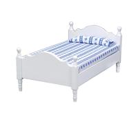 kesurpae Collection de Lits de pour Maison poupée à l'échelle 1/12, avec Cadre, Matelas et Oreiller, pour Une décoration Chambre Miniature exquise. Lit Simple en Bois pour Maison poupée,