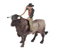 kesurpae Figurine de Taureau de rodéo Miniature, Animal de Ferme, Ornement décoratif Amusant, enrichissant Les Jeux des Enfants, Sculpture de Cowboy de Bureau, Jouet éducatif