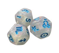 kesurpae Jeu de dés à Plusieurs Faces, dés polyédriques, Options Amusantes pour se divertir en Famille, Jeu de légers, d'astrologie, rôle, Blanc et Bleu, 1.4 cm