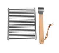 kesurpae Outil de Barbecue Portable Barbecue à Hot-Dogs d'extérieur Gril en Acier Inoxydable Gril à saucisses Outil de Rouleau saucisses Camping Portable, 16.4 * 14cm