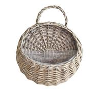 kesurpae Panier suspendu en osier, porte-fleurs, jardinière artisanale, pot de fleurs, panier suspendu tressé en rotin, décoration florale, jardinière rustique, pot mural, M