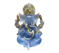 kesurpae Statue de Ganesh éléphant Assis, Bouddha, œuvre d'art, Figurine en résine, décoration intérieure, méditation idées Cadeaux, Pendaison de crémaillère, Bouddhisme, Bleu, Hauteur 9 cm