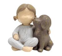 kesurpae Statuette sophistiquée représentant Une Jeune Fille et Son Chien. Petite Figurine décorative en résine. Sculpture Artistique. Cadeau Original pour Les Amoureux des