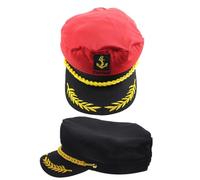KESYOO Bonnet de capitaine brodé pour homme et femme Réglable Couleurs noir et rouge Chapeau de fête à thème nautique Convient pour cosplay et déguisements de yacht