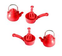 KESYOO Mini Kit Cuisine Miniature 2 Pièces Rouge Bouilloire, Cuillère et Pelle Simulée, Décoration Intérieure Réaliste pour Maison de Poupée et Bureau, Accessoires Miniatures