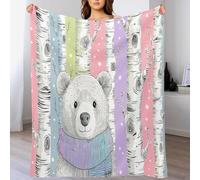 KETAFOUND Cartoon Bear Flannel Fleece Throw Blanket Soft Cozy Abstract Stripes Blankets for Bed Couch Sofa, Cribs, Picnic, Offices and Bedrooms 220 X 240 Cm Mixed Colors