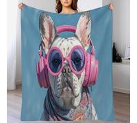 KETAFOUND Couverture en Flanelle avec Portraits d'animaux Réalistes - Extra Douce Decke Mit Bouledogue Français - pour Canapé, Canapé, Lit, Lit, Bébé, Femme, Homme, Enfant - Bleu Foncé 220 X 240 Cm
