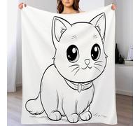 KETAFOUND Cute Cat Flannel Fleece Throw Blanket Soft Cozy Cartoon Animals Blankets for Bed Couch Sofa, Cribs, Picnic, Offices and Bedrooms 70 X 100 Cm White