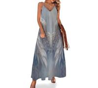 KETAFOUND Robe Longue Femme sans Manches Ailes d'ange Maxi Robe D'Été à Col en V Rêve Robes de Plage Débardeur Casual, S-5XL