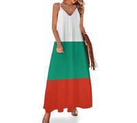 KETAFOUND Robe Longue Femme sans Manches Drapeau Bulgare Maxi Robe D'Été à Col en V Patrimoine Culturel Robes de Plage Débardeur Casual, S-5XL