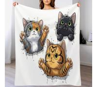 KETAFOUND Sleeping Cat Flannel Fleece Throw Blanket Soft Cozy Flowers and Animals Blankets for Bed Couch Sofa, Cribs, Picnic, Offices and Bedrooms 70 X 100 Cm Mixed Colors