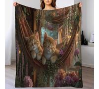 KETAFOUND Sleeping Kitten Flannel Fleece Throw Blanket Soft Cozy Indoor Garden Blankets for Bed Couch Sofa, Cribs, Picnic, Offices and Bedrooms 150 X 200 Cm Brown