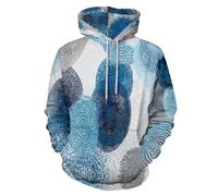 KETAFOUND Sweat À Capuche avec Cercles À Pois pour Hommes Et Femmes - Sweat-Shirt À Manches Longues Imprimé en 3D avec Poche, Style Décontracté Sweat-Shirts De Grande Taille pour Haut, Bleu Foncé