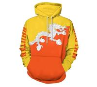 KETAFOUND Sweat À Capuche Unisexe avec Drapeau du Bhoutan en 3D - Pull À Cordon De Serrage Confortable Et Élégant, Sweat-Shirt À Capuche Imprimé Animal, Sweat-Shirt À Manches Longue
