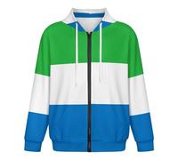 KETAFOUND Sweat À Capuche Zippé pour Hommes Sweat Capuche Zippé Drapeau La Sierra Leone Veste Cardigan Zippée Manches Longues Unisexe avec Poche, Basique Style Hip-Hop Doux Confortable