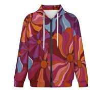 KETAFOUND Sweat À Capuche Zippé pour Hommes Sweat Capuche Zippé Fleurs Hippies Veste Cardigan Zippée Manches Longues Unisexe avec Poche, Couleurs Mélangées Basique Rétro À La Mode Doux Confortable