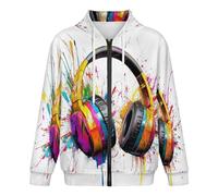 KETAFOUND Sweats À Capuche Unisexes - Vestes Casques Colorés Sweat À Capuche Entièrement Zippé Manteau Chaud avec Poches, Art du Graffiti Grande Taille, Doux Et Respirant, Couleurs Mélangées