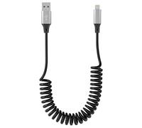 KETAKY Plus Cable iphone Spirale compatible Carplay [Certifié MFi] cable retractable iphone court avec synchronisation des données, cable iphone carplay court pour iPhone/Pad/Pod